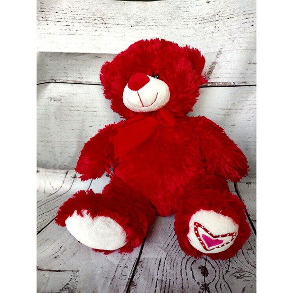 Valentine's Day red teddy bear heart foot 10 inches - Picture 1 of 7